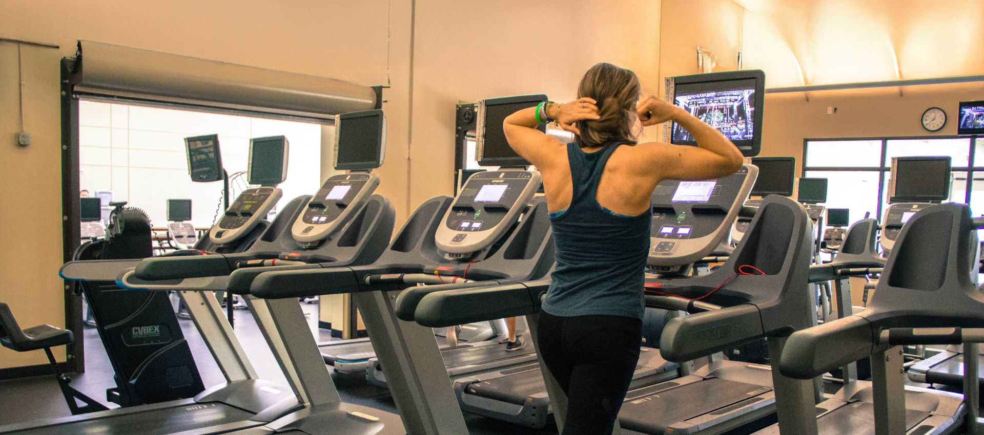 Member training on treadmills at Hawthorn Farm Athletics gym in Hillsboro, Oregon during cardio workout.